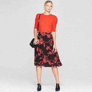 Who What Wear Willow Floral Pleated Midi Skirt NWT